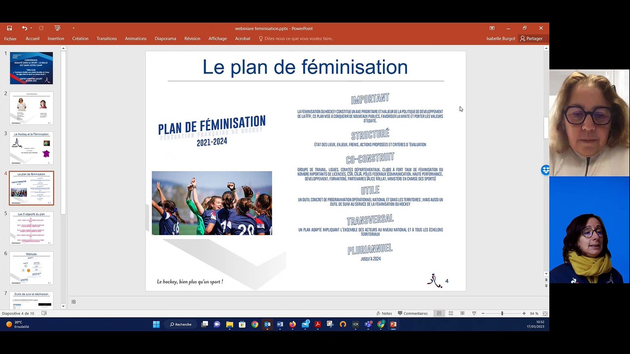 La création du plan de féminisation de la FF Hockey