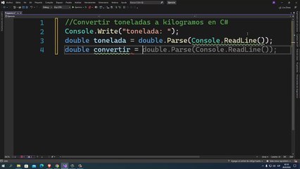 Convertir toneladas a kilogramos en C#