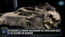 Así quedó el coche calcinado de Grosjean que ya se exhibe en Madrid