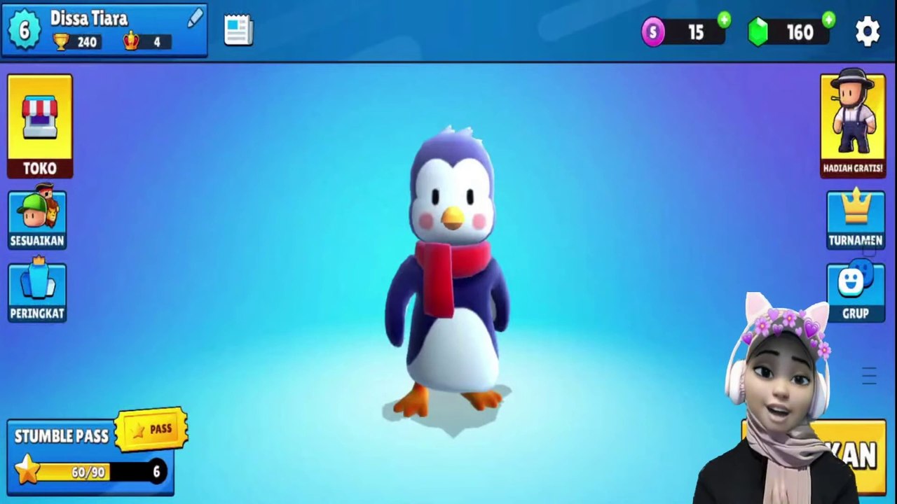 Stumble Guys - Pakai Skin Pinguin GG Dapet Banyak MAHKOTA
