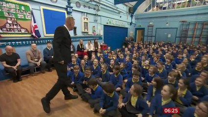 Moment headteacher returns to school months after life was saved by defibrillator he installed