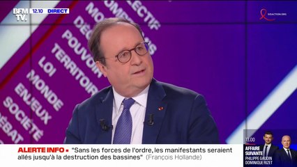 François Hollande: "Sans les forces de l'ordre, les manifestants seraient allés jusqu'à la destruction des bassines" à Sainte-Soline