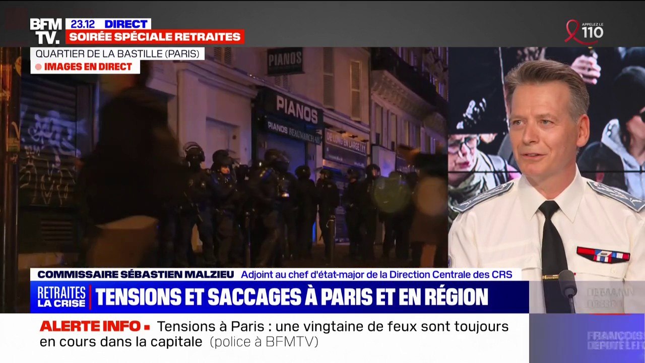 Sébastien Malzieu (direction centrale des CRS) sur les débordements: "Les gens dangereux étaient plus nombreux que les jours précédents"