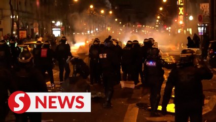 Streets of Paris set ablaze in pension protest