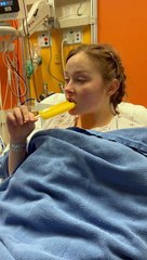 Girl Recovering From Surgery Takes a Bite Out of a Popsicle