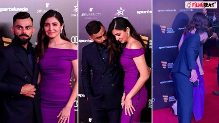 Video herunterladen: Anushka Sharma, Virat Kohli Indian Sports Honors के 4th Edition में;  Virat ने Anushka को गिरने से..