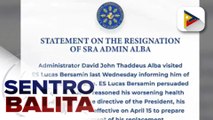 Resignation ni SRA Chief David Thaddeus Alba, inaprubahan na ng Malacañang; Alba, nagbitiw umano dahil sa kalusugan at hindi dahil sa usapin ng umano'y sugar smuggling