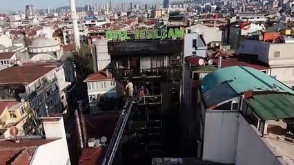 Pendik’te yangında iki kişinin hayatını kaybettiği otel havadan görüntülendi