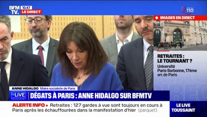 Incidents dans les manifestations: Anne Hidalgo "remercie les pompiers de Paris pour la rapidité avec laquelle ils interviennent"