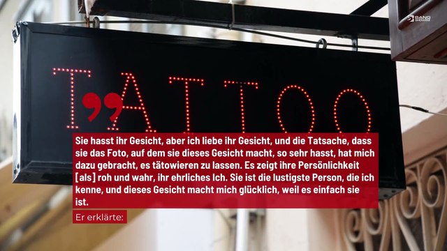 Mann lässt sich wenig schmeichelhaftes Foto seiner Frau tätowieren