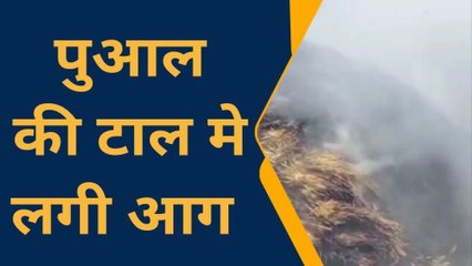 मुंगेर: पुआल की टाल में लगी आग, मची अफरा तफरी
