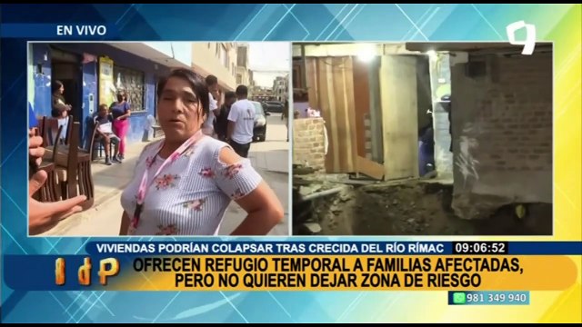 SMP: Ofrecen refugio a familias afectadas por desbordes del río Rímac, pero no quieren dejar zona de riesgo