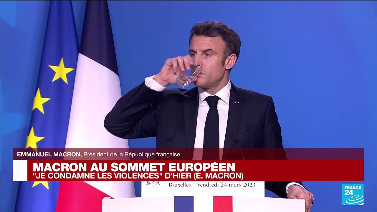 Emmanuel Macron à Bruxelles : sur la visite de Charles III, "le bon sens et l'amitié nous conduisent à proposer un report"