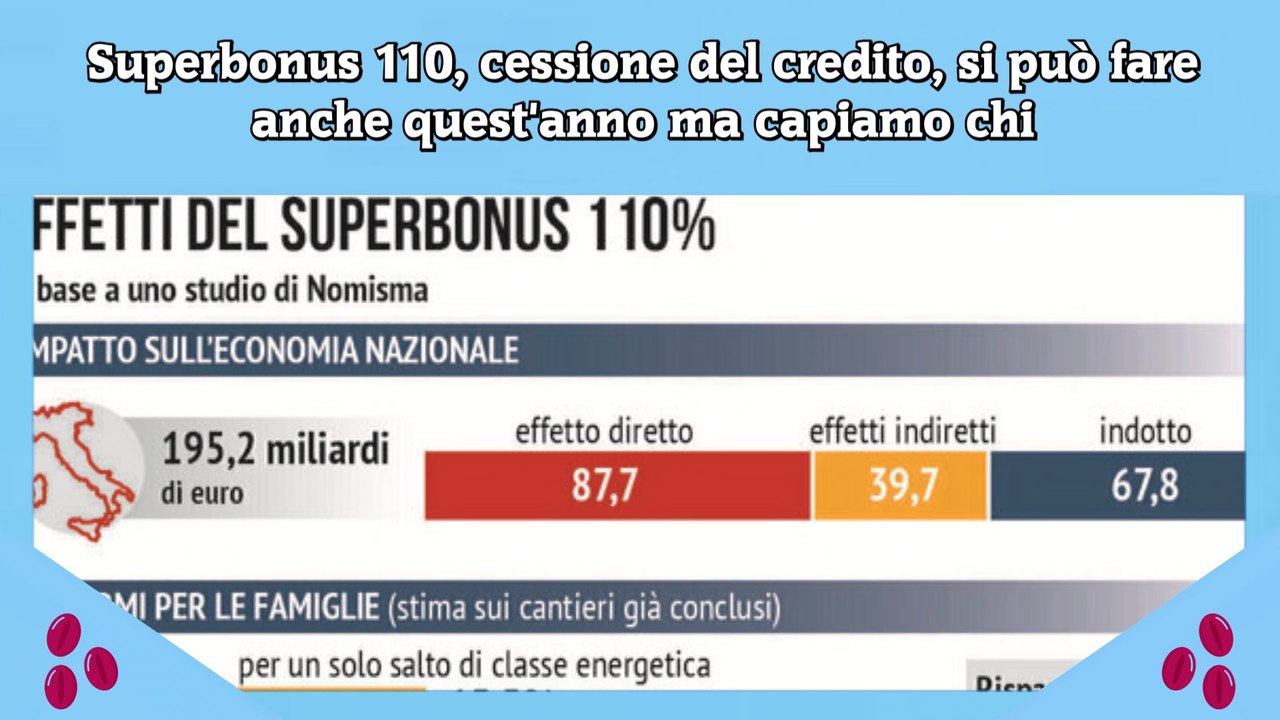 Superbonus 110, cessione del credito, si può fare anche quest'anno ma capiamo chi