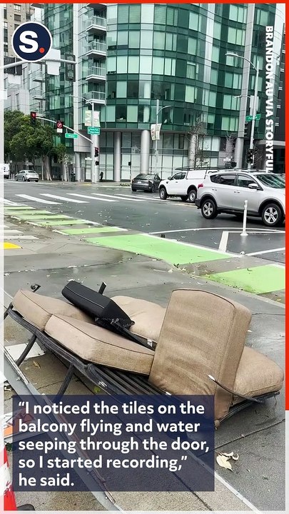 Strong Wind Gusts Blow Furniture Off High-Rise Balcony in San Francisco