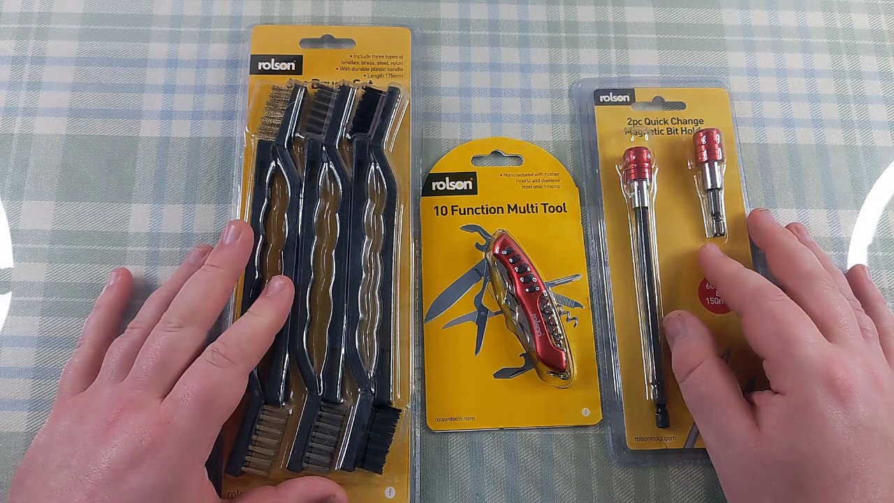 Rolson 10 Function Multi Tool, 2pc Quick Change Magnetic Bit Holder, 6pc Brush Set | Product Review.