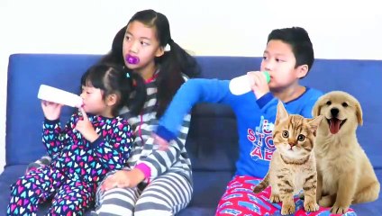 Bad Baby Puppy Kitty FOOD FIGHT REAL LIFE Victoria vs Annabelle & Crybaby Daddy Toy Freaks Babies