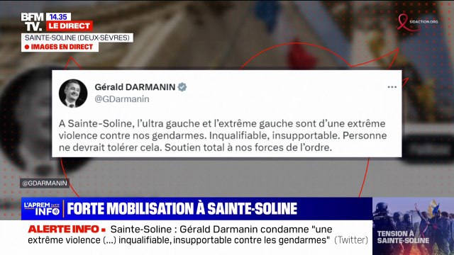 Sainte-Soline: Gérald Darmanin apporte son soutien total aux forces de l'ordre face à cette violence inqualifiable