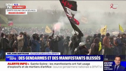 下载视频: Sainte-Soline: plusieurs gendarmes, des manifestants et un photographe de presse blessés