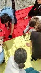 Catanzaro in serie B: bandiera da record realizzata dagli alunni del De Nobili