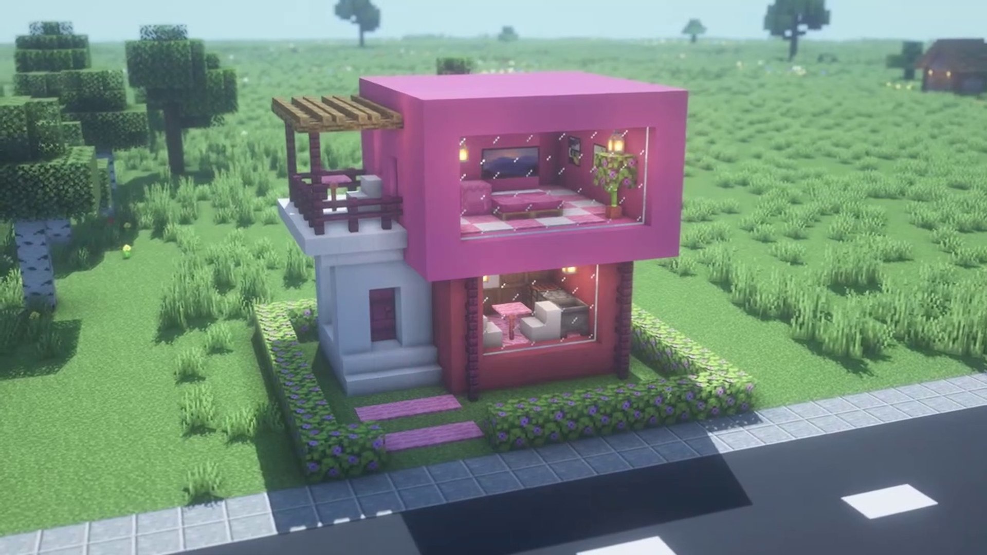 Pink Mansion  Minecraft houses, Cute minecraft houses, Minecraft