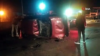 Kontrolden çıkan otomobil takla attı, sürücü ölümden döndü