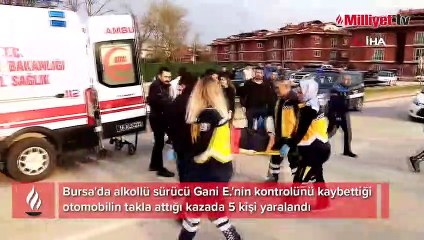 Alkollü sürücünün kullandığı otomobil takla attı: 5 yaralı