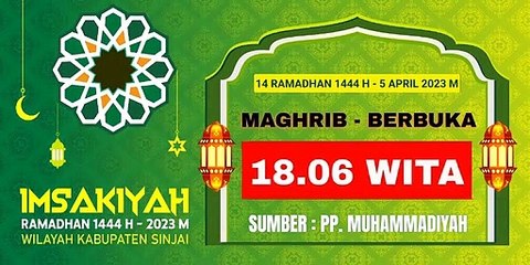 Imsakiyah Ramadhan 1444 H - 2023 H Wilayah Kabupaten Sinjai Hari Ke - 14