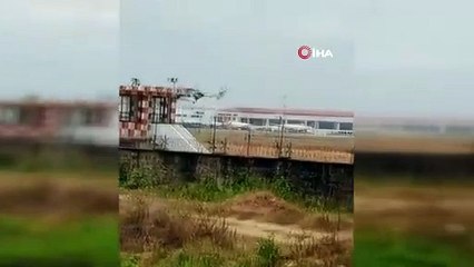 Helikopter iniş yaptığı sırada düştü; yaralılar var