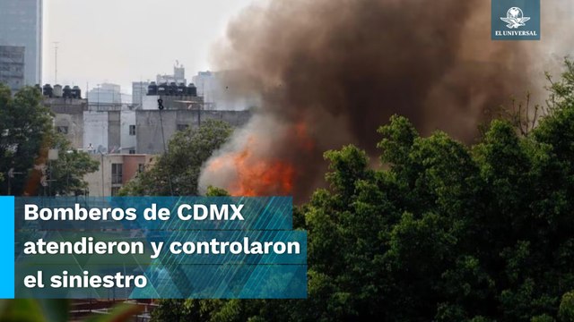 Fuerte incendio consume bodega de autopartes en alcaldía Cuauhtémoc