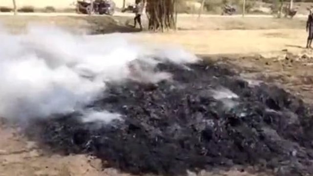 आगर: अज्ञात कारणों के चलते गेहूं के खेत में लगी आग, 8 बीघा के गेहूं हुए खाक