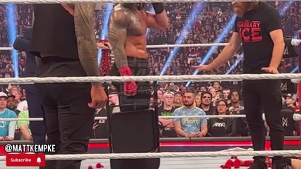 The Bloodline destroys Sami Zayn and Kevin Owens off air after royal rumble