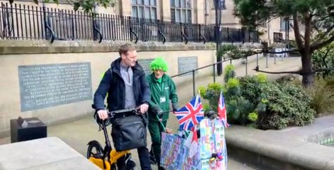 John Burkhill and Dan Walker in Sheffield city centre this morning.