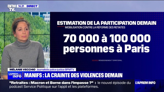 Retraites: 70.000 à 100.000 manifestants attendus à Paris, selon le renseignement territorial