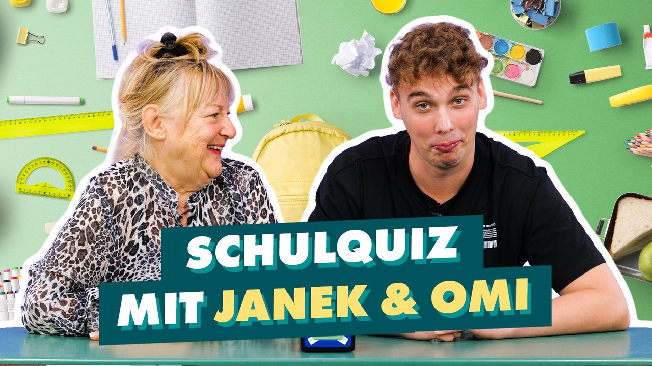 Janek und Oma Uschi drücken die Schulbank