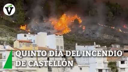 Efectivos luchan para que el incendio de Castellón no llegue a la localidad de Montán