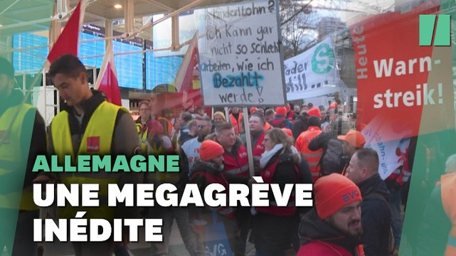 Les images de la « méga-grève » qui a mis l'Allemagne à l'arrêt ce lundi