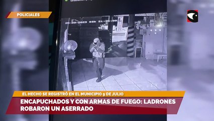 Encapuchados y con armas de fuego ladrones robaron un aserrado