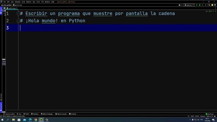Escribir un programa que muestre por pantalla la cadena ¡Hola mundo! en Python