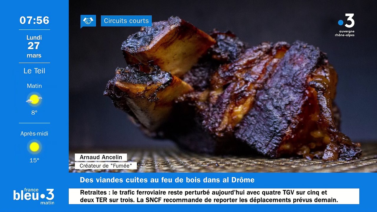 À Beaumont-lès-Valence, "Fumée", viandes cuites au feu de bois, à basse température avec un léger goût fumé