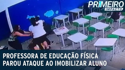 Vídeo mostra professora imobilizando autor de ataque em escola de SP