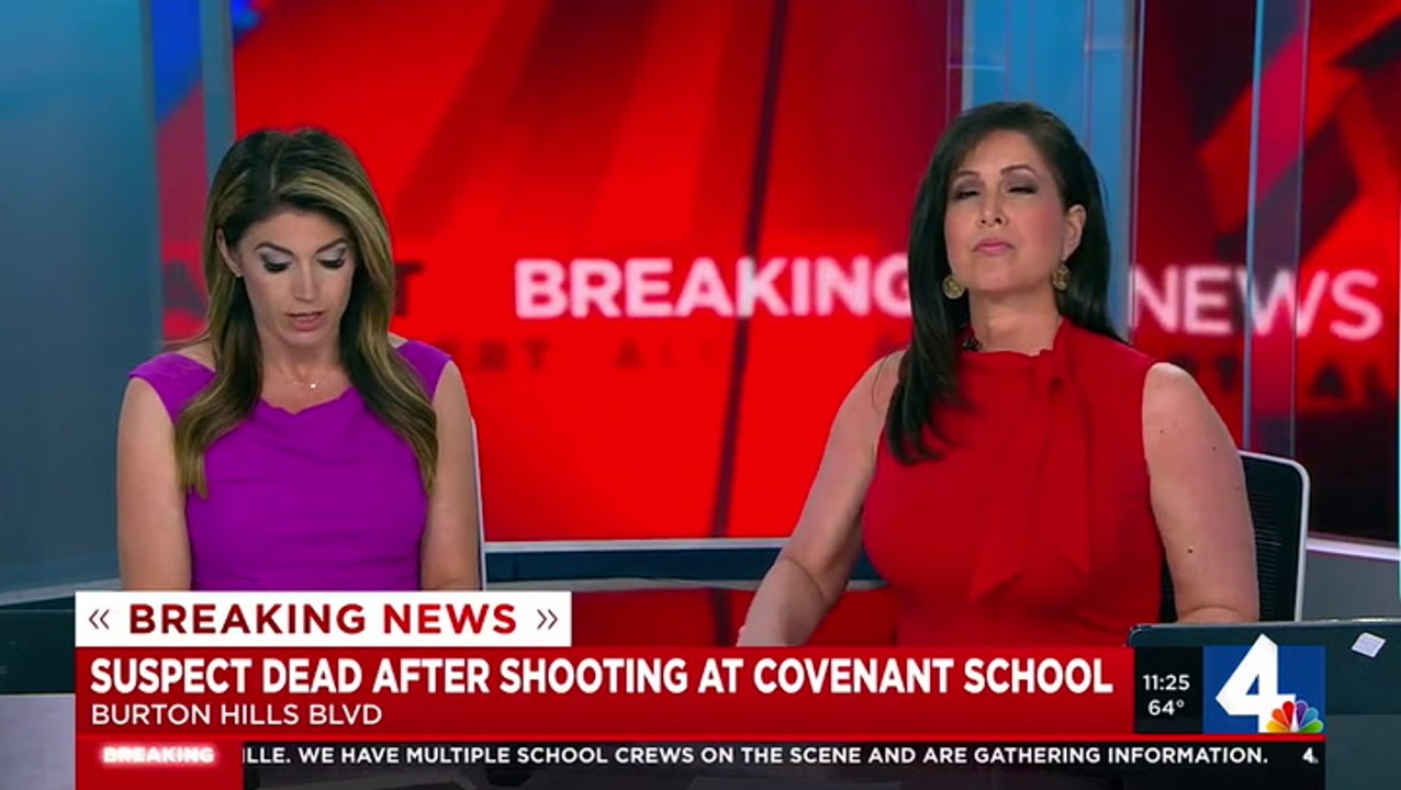 Nashville: Reporter fights back tears as children’s school goes into precautionary lockdown