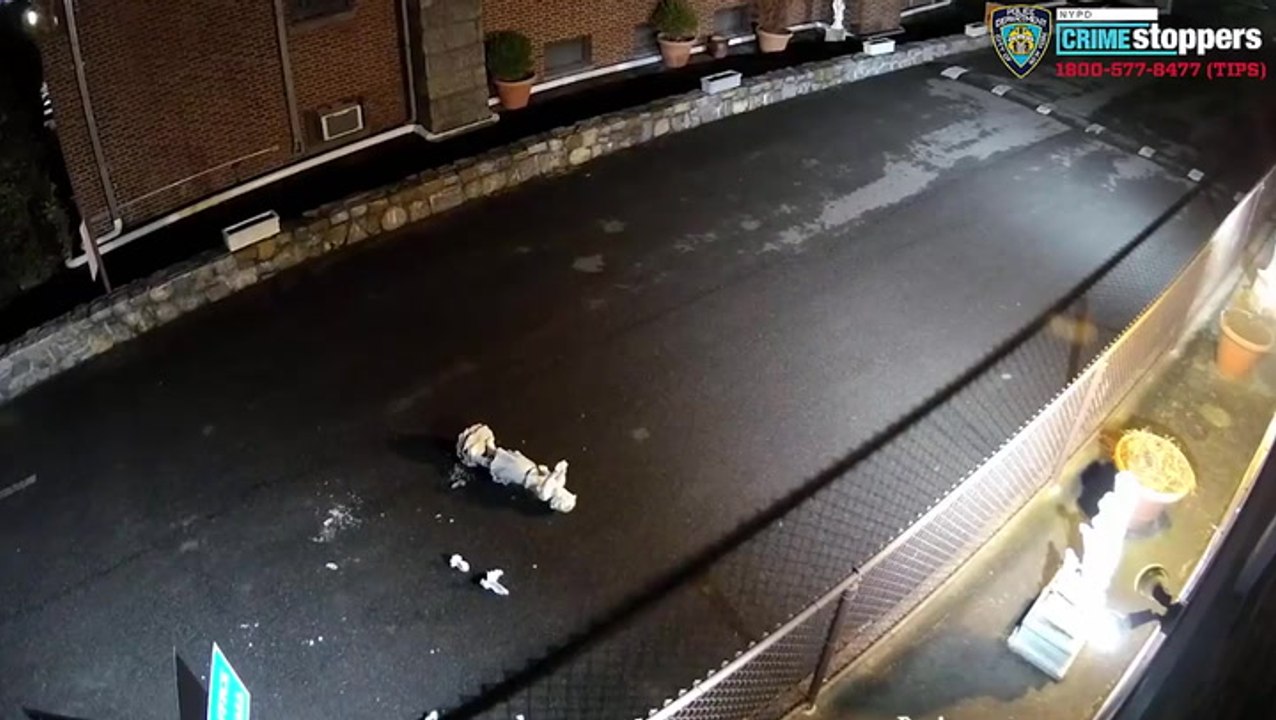 Teenagers caught on CCTV stealing and destroying church angel statue