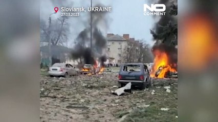 شاهد: آثار الهجوم الروسي على ىسلافيانك الأوكرانية