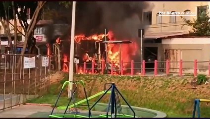 Ônibus é incendiado por criminosos no bairro Confisco, em Belo Horizonte