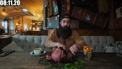 WIN £50 CASH IF YOU CAN EAT THE HUGE STEAK THAT_S ONLY BEEN BEATEN ONCE IN 9 YEARS _ BeardMeatsFood