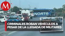Reportan bloqueos en la carretera Reynosa-Río Bravo en Tamaulipas
