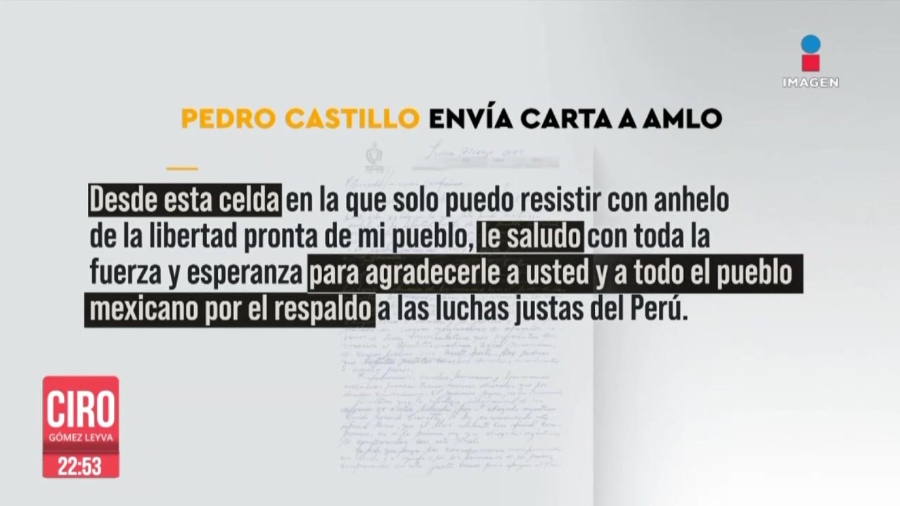 Pedro Castillo envía carta al presidente López Obrador