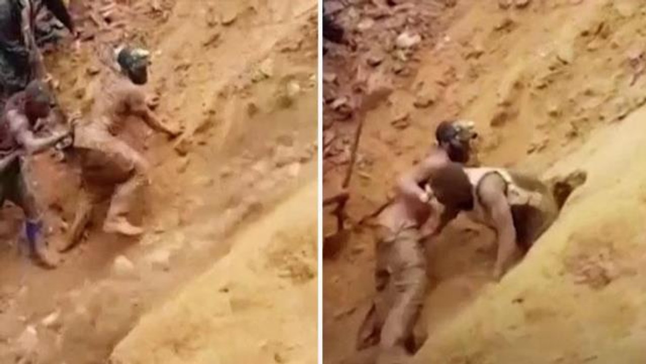 Herkes nefesini tutup izledi! Arkadaşları, göçük altında kalan madencileri  böyle kurtardı