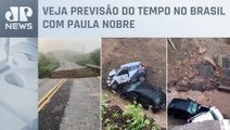 Carros caem em cratera aberta pela chuva no Ceará